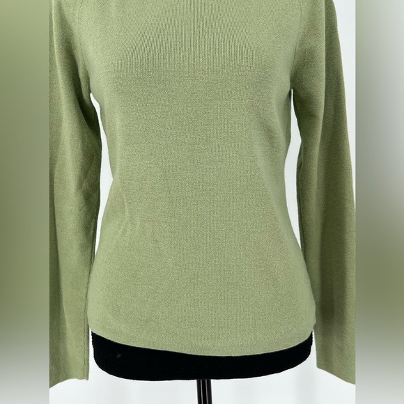 ANN TAYLOR LOFT MERINO WOOL CASHMERE ACRYLIC BLEND SAGE GREEN TURTLENECK SWEATER - Picture 2 of 10